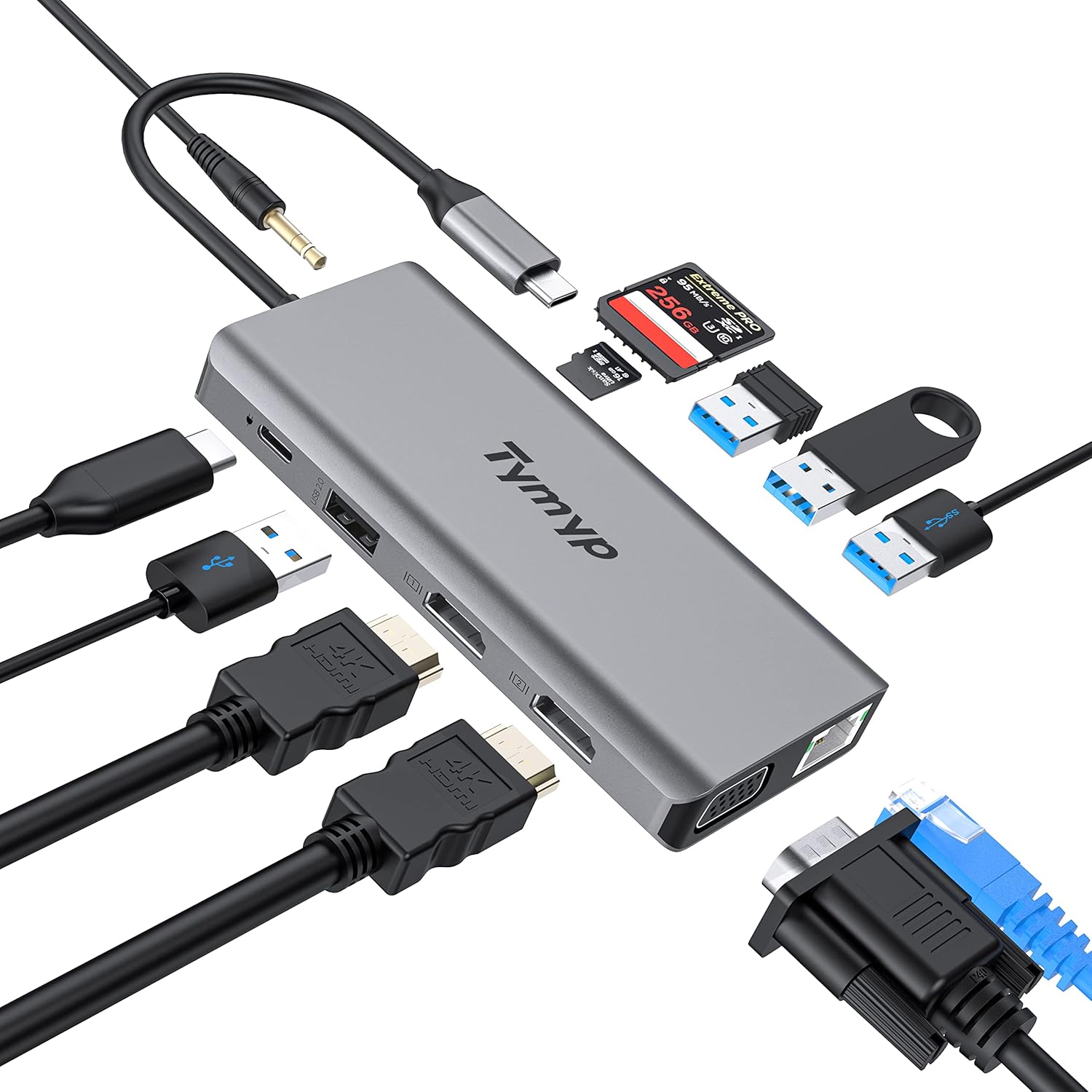 Docking Station 12 in 1 USB C Hub Triple Display Laptop Dock With HDMI USB VGA