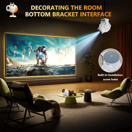 8K Android 14.0 Mini Smart Projector with Wi-Fi 6 and Bluetooth 5.4 450 ANSI
