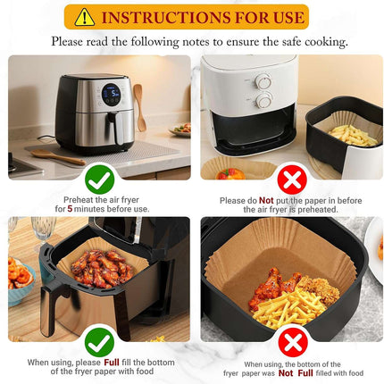 20cm Air Fryer Liners Disposable Non-Stick Parchment Paper Compatible Ninja etc