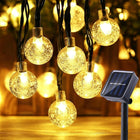 60 LED Solar Globe String Lights Warm White Outdoor Garden Waterproof 11m 8 Mode
