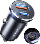 LISEN 54W USB C Fast Car Charger Metal Cigarette Lighter Adapter iPhone Samsung