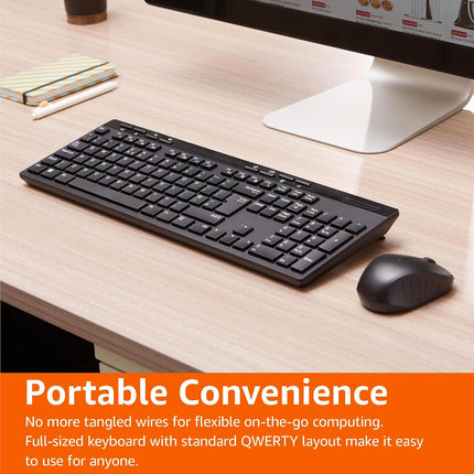 Amazon Basics ‎MD023 Wireless Keyboard and Mouse Combo 2.4GHz UK Layout Black