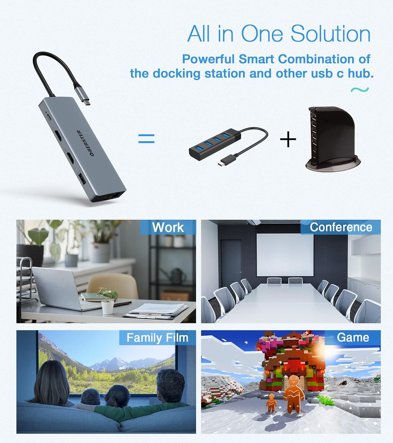 Docking Station 12 in 1 USB-C Hub Triple Display Laptop Adapter Windows & Mac