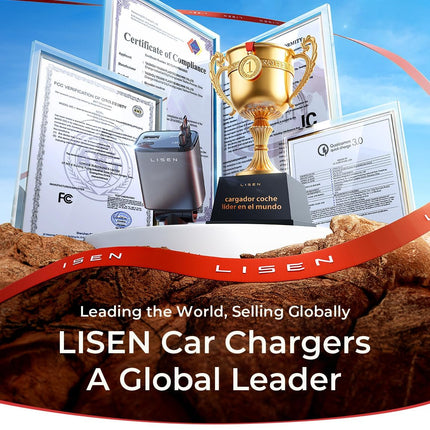 LISEN Retractable USB C 84W Car Charger for iPhone Samsung iPad Fast Charge
