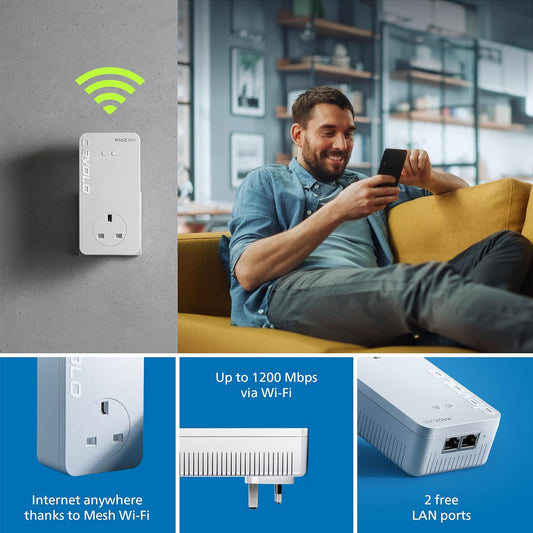 devolo Magic 1-1200 Wi-Fi 5 Starter Kit High Performance Mesh Up to 1200 Mbps