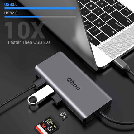 12 in 1 Docking Station USB C Hub Adapter with Dual 4K HDMI Ethernet USB A & C