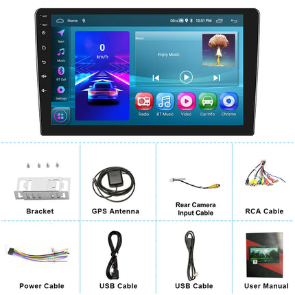 Android Car Radio Double Din 9" CarPlay Android Auto GPS Wi-Fi FM BT RDS