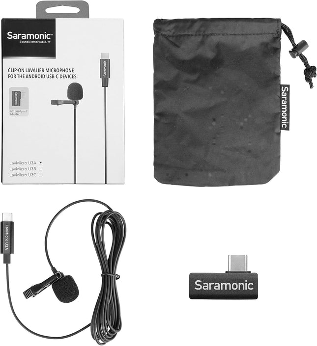 Saramonic Lavalier U3A Microphone USB-C for Mobile Devices and PCs Inc 2m Cable