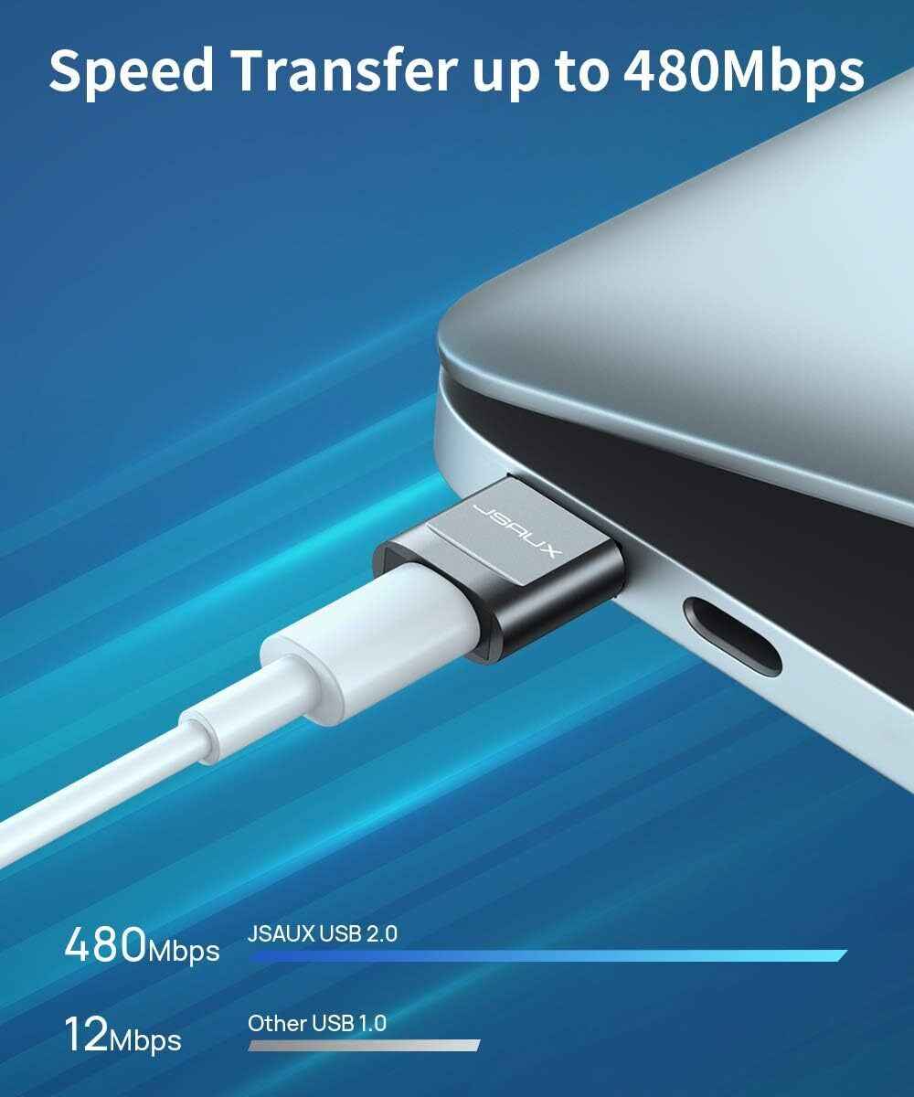 Premium USB Type C Female to USB A Male Adapter Converter Charger - Grey