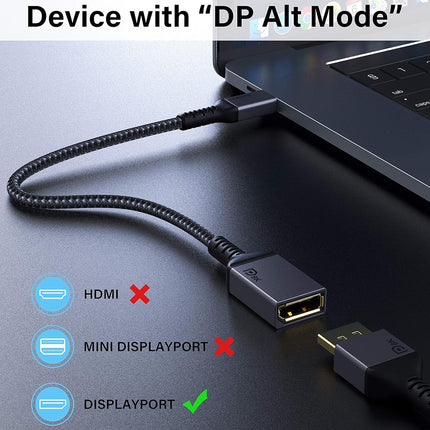 USB C to DisplayPort Adapter 8K@60Hz Thunderbolt 3 to DP Adapter HBR3 Mac & Win
