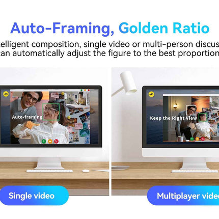 2K Webcam AI Tracking Auto Framing Gesture Control Noise-Cancelling Microphones