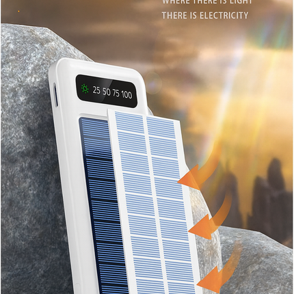 12000mAh Power Bank with Solar Panel Micro USB, iPhone, Type-C, and USB With LED