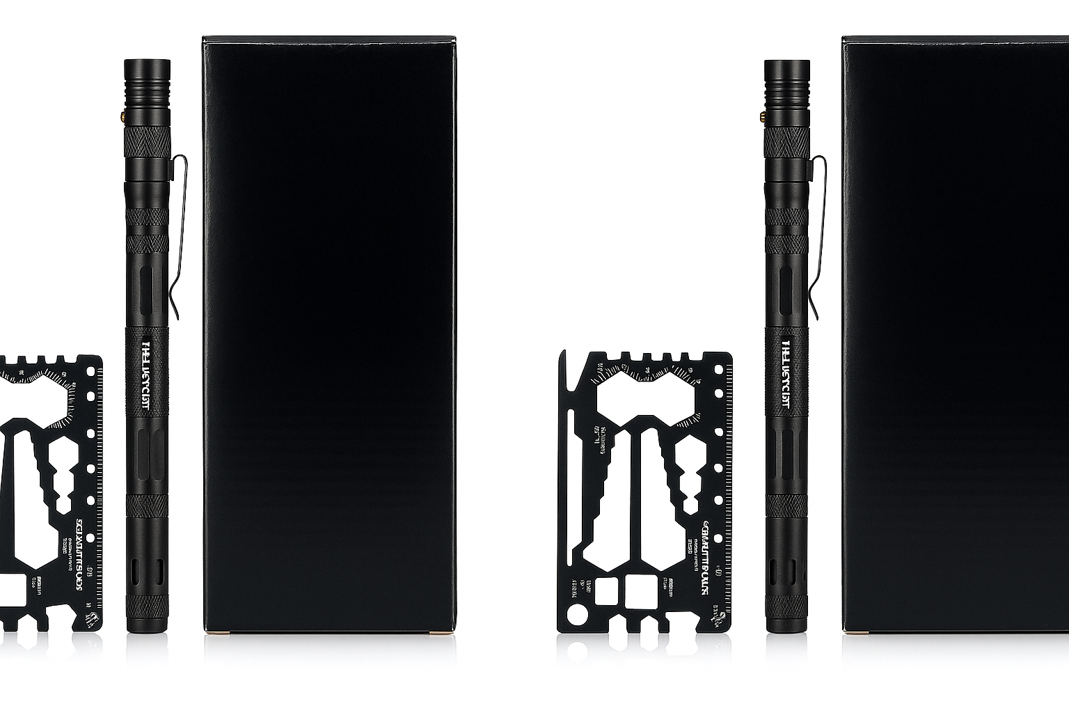Tac Pen Multi Functional 9 in 1 High Grade Aluminium With Wallet Card Tool 2 pk