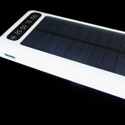 12000mAh Power Bank with Solar Panel Micro USB, iPhone, Type-C, and USB With LED