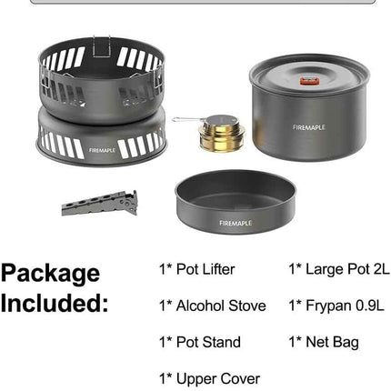 Firemaple Cooking Kit with Pans and Alcohol Burner
