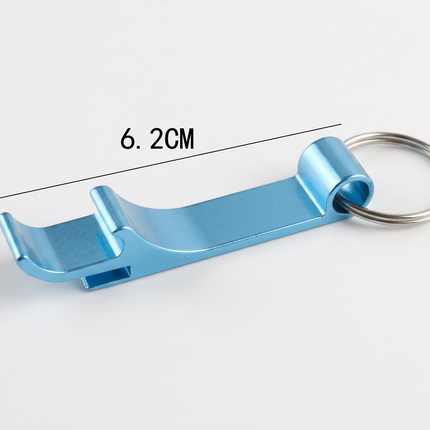 A metallic blue keychain tool with a silver split ring, shown on a white background with dimension lines indicating 6.2 cm in length and 1.