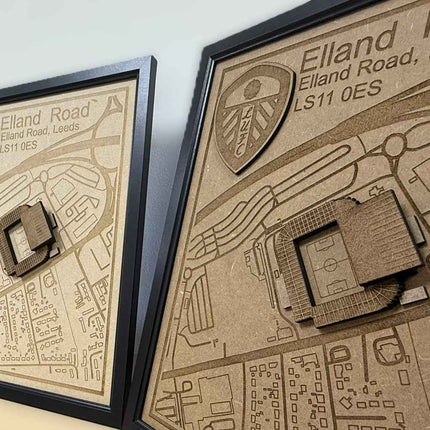 LUFC Elland Road Stadium Print Framed 3D Laser Burned Elland Road Stadium Art