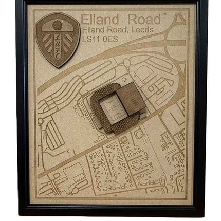 LUFC Elland Road Stadium Print Framed 3D Laser Burned Elland Road Stadium Art