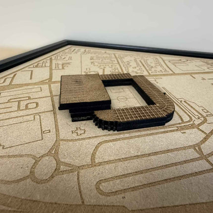 LUFC Elland Road Stadium Print Framed 3D Laser Burned Elland Road Stadium Art