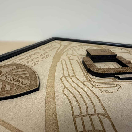 LUFC Elland Road Stadium Print Framed 3D Laser Burned Elland Road Stadium Art