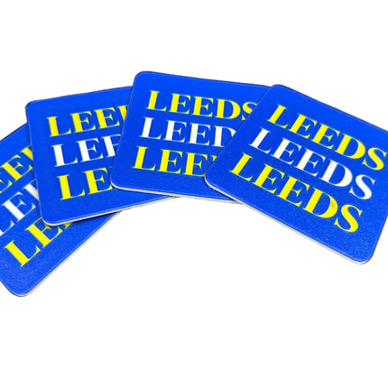 3D Printed Football Coasters Leeds Inspired Square Round Drink Mats Cork Backed