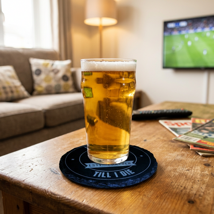 Super Leeds Inspired Slate Coasters Set of 5 Engraved Drinks Mats with Holder