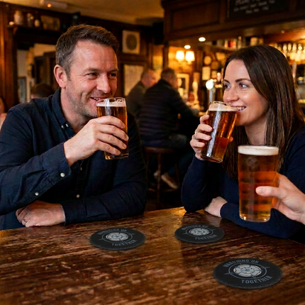 Super Leeds Inspired Slate Coasters Set of 5 Engraved Drinks Mats with Holder