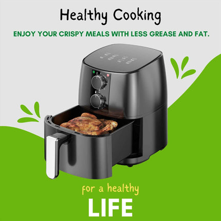 Domestic King 4L Air Fryer Free Recipe Book Temperature Control Non-stick Basket