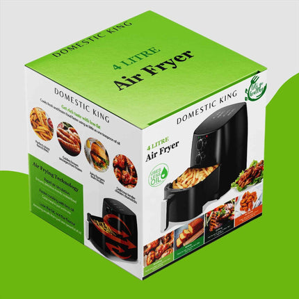Domestic King 4L Air Fryer Free Recipe Book Temperature Control Non-stick Basket