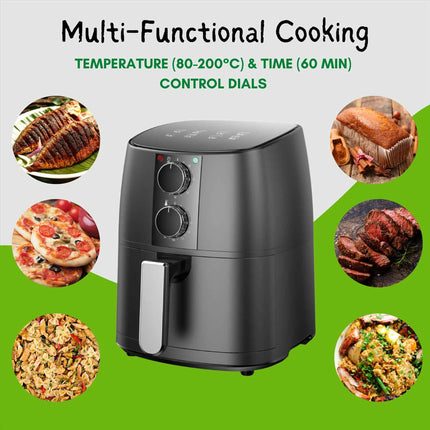 Domestic King 4L Air Fryer Free Recipe Book Temperature Control Non-stick Basket