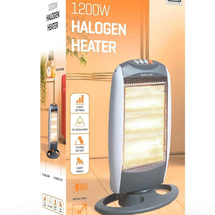 Daewoo 1200W Halogen Heater 3 Settings Instant Warmth Portable Energy Efficient