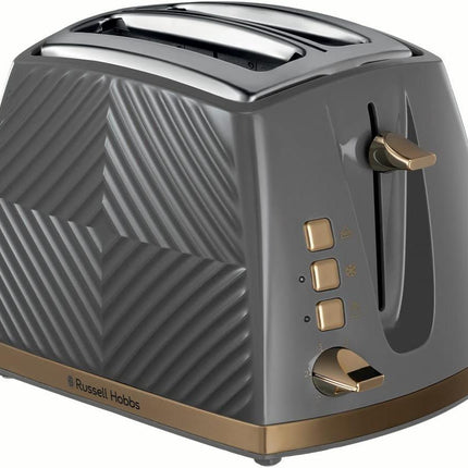 Russell Hobbs Groove Grey 2 Slice 850W Toaster Frozen/Cancel/Reheat function