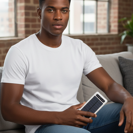 12000mAh Power Bank with Solar Panel Micro USB, iPhone, Type-C, and USB With LED