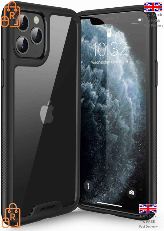 Black Banded 11 Pro & XS Case Ultra Clear Hard Back Scratch-Resistant Hard Case