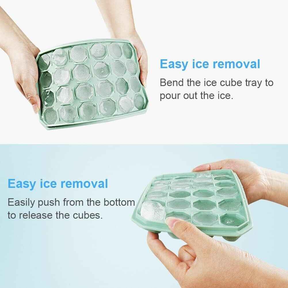 Ice Cube Tray with No Spill Lid Easy Release 48 Cubes Whiskey Cocktail