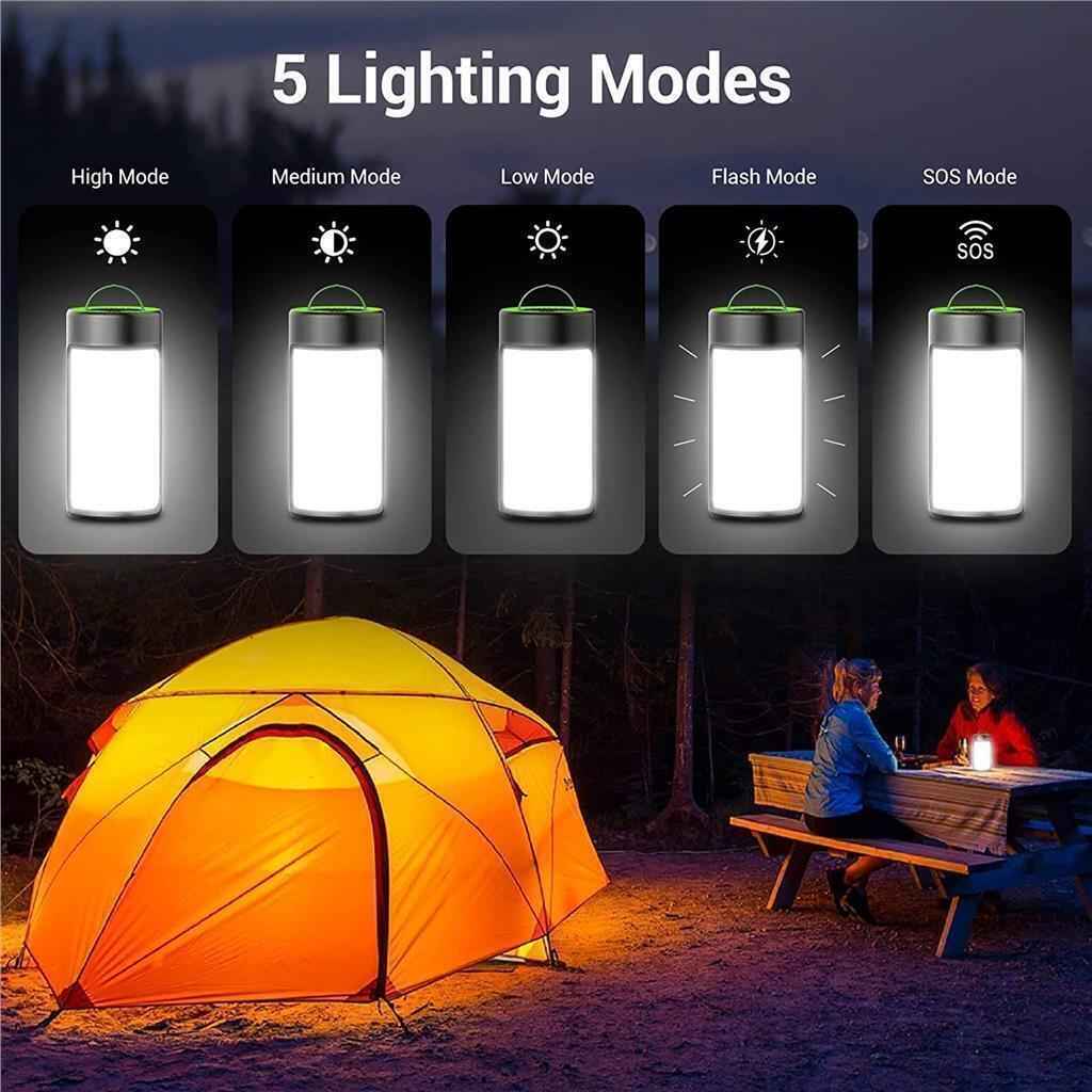 Rechargeable LED Camping Lights 400LM 5 Light Modes, Phone Charger - 2 Pack