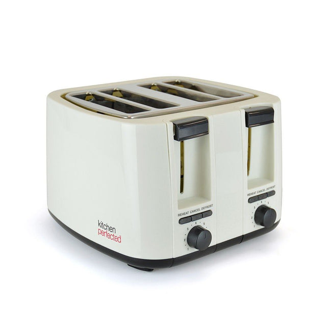 KitchenPerfected 4 Slice extra-wide slot Toaster - Cream