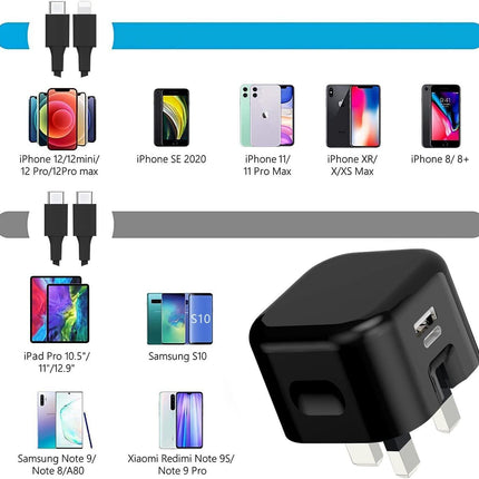 Fast PD Charger Dual USB Charging Adapter For iPhone Samsung Universal UK PLUG