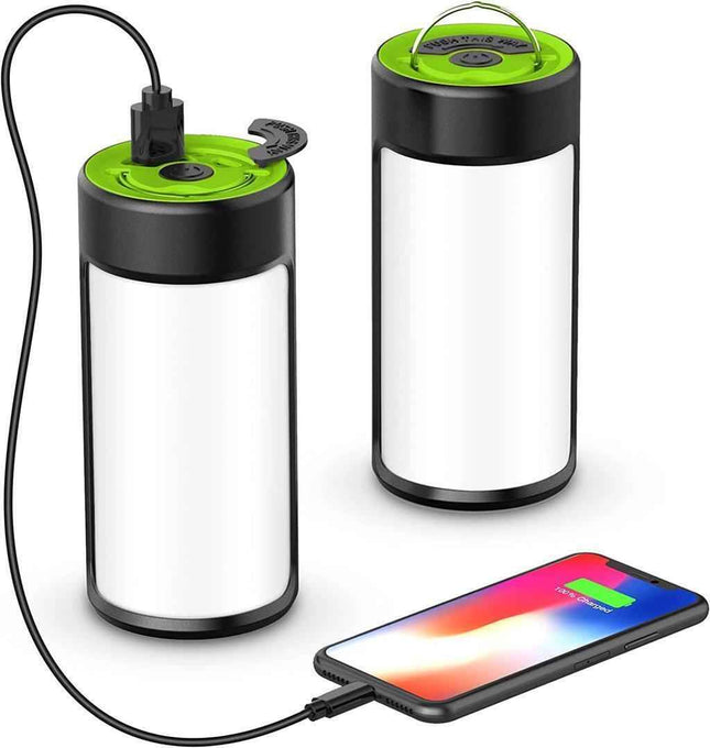 Rechargeable Camping Lights LED 400LM 5 Light Modes also Charges Phones - 2 Pack