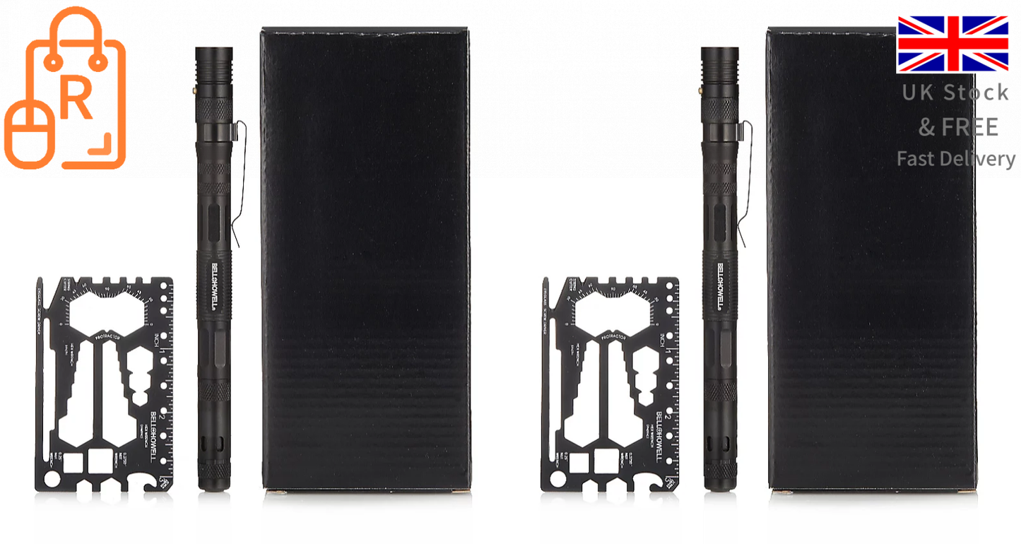 Multi Functional Tac Pen 9 in 1 High Grade Aluminium With Wallet Card - 2 pack