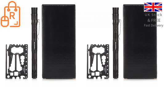 Multi Functional Tac Pen 9 in 1 High Grade Aluminium With Wallet Card - 2 pack