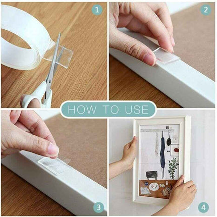 Double Sided Strong Adhesive Nano Tape Traceless Washable Removable Clear 8m