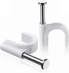 Round Cable Clips White 8mm 100 Pcs for Ethernet Telephone Cable TV Wire etc