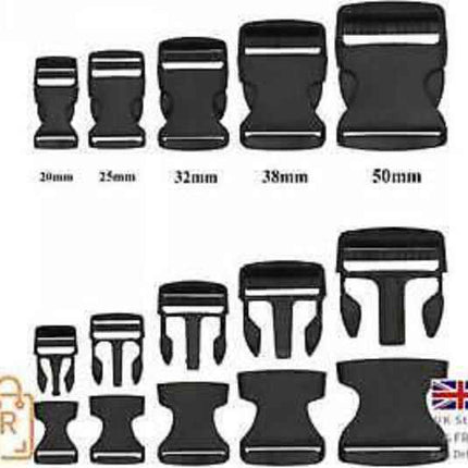 Side Release Buckles Clips for Webbing Strap Squeeze Fasteners Delrin 5 Sizes