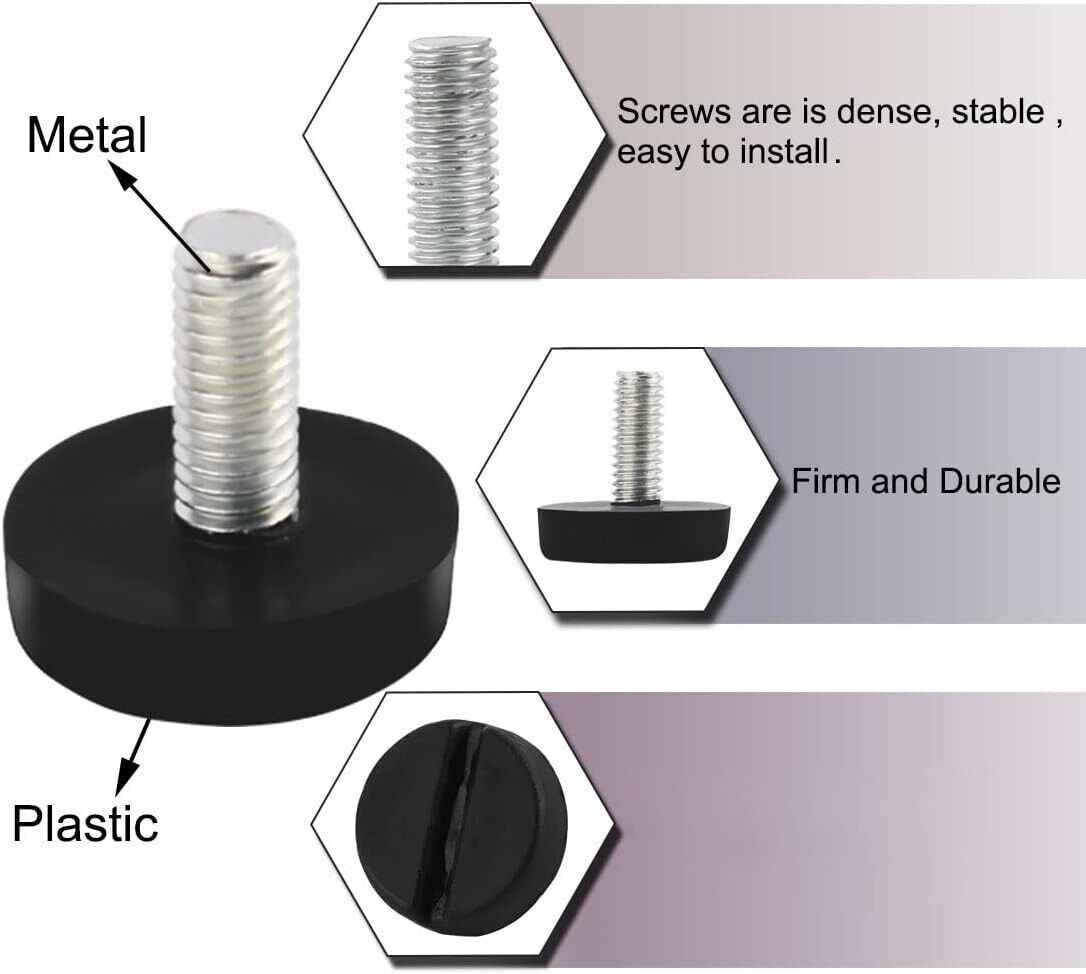 Sourcingmap M6x20mm Thread Table Desk Screw On Levelling Feet 20mm Base 4pcs