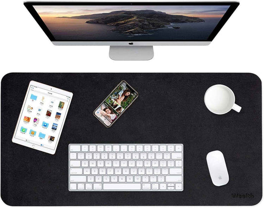 Multifunctional Office Desk Protector Faux Leather, 80cm * 40cm - Black / Red