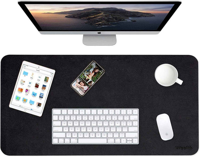 Desk Protector Faux Leather Reversible for Office and Home Black & Red 80cm*40cm