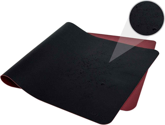 Multifunctional Office Desk Protector Faux Leather, 80cm * 40cm - Black / Red