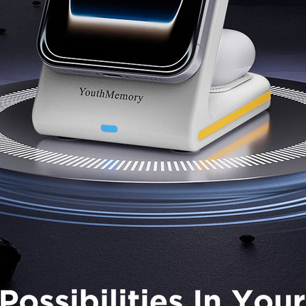 YouthMemory 3-in-1 Wireless Charging Station for iPhone, Apple Watch & AirPods