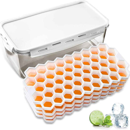 Premium Ice Cube Trays With Air Tight Container With Lid 4 Trays Makes 188 Cubes
